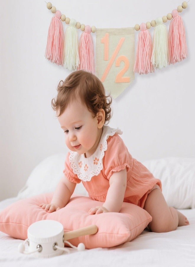 Ereniko Pink Tassels 1/2 Birthday Girl Decorations Half Way to One High Chair Banner Happy Half Birthday Banner 6 Months Decorations Girl Party Photoshoot Props - Image 4